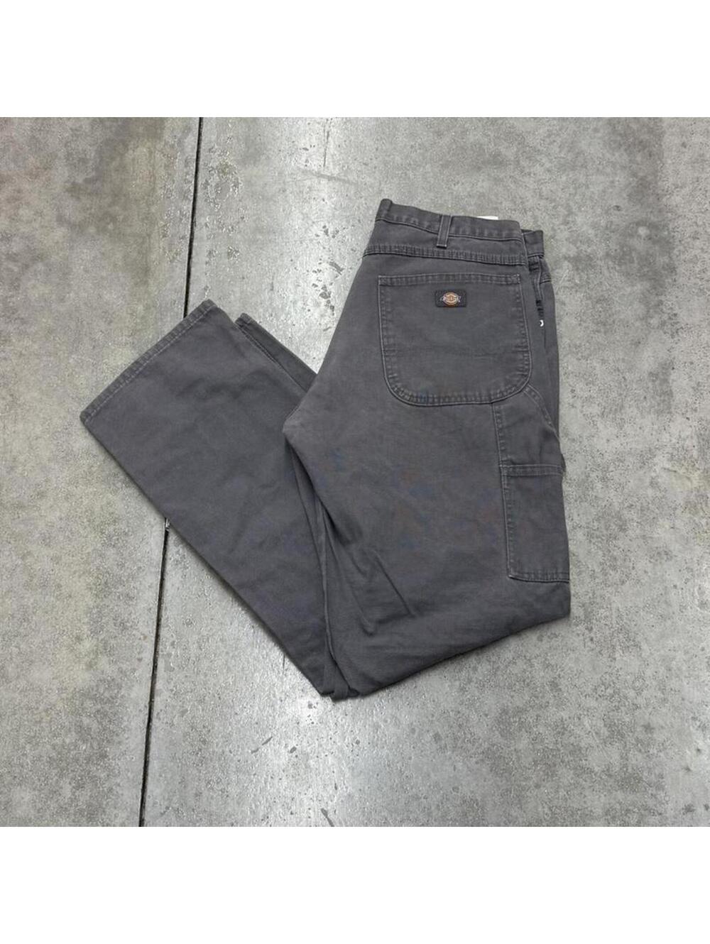 vintage dickies grey relaxed baggy fit dungaree cargo pants size 34 x 32